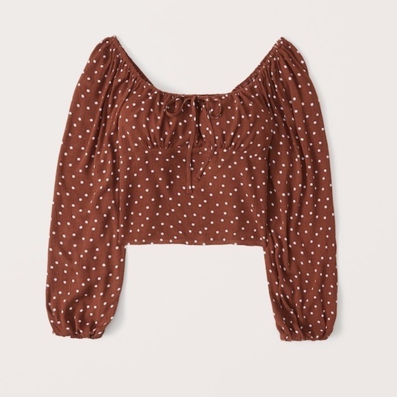 Abercrombie & Fitch Brown Polkadot Blouse - Picture 3 of 6